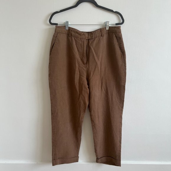 Brown Frank & Oak linen/tencel blend trousers - Picture 2 of 4